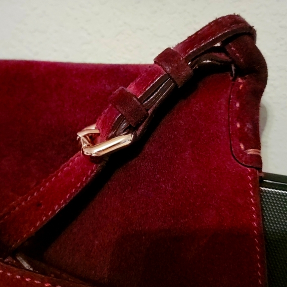 CELINE Lefebure Bordeaux Suede Saddle Bag - Picture 12 of 14